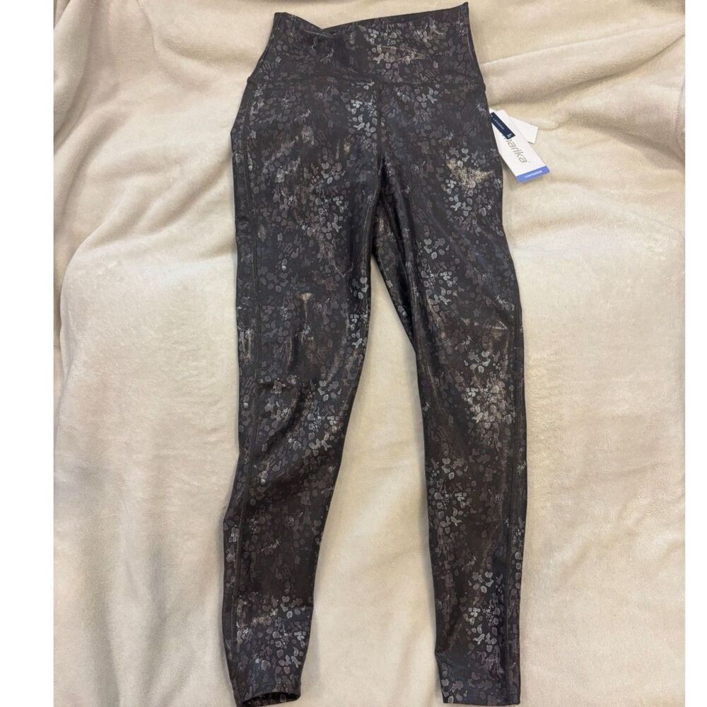 NWT Marika Rosin Ink Watercolor Shimmery High-Waist Athletic Leggings Sm